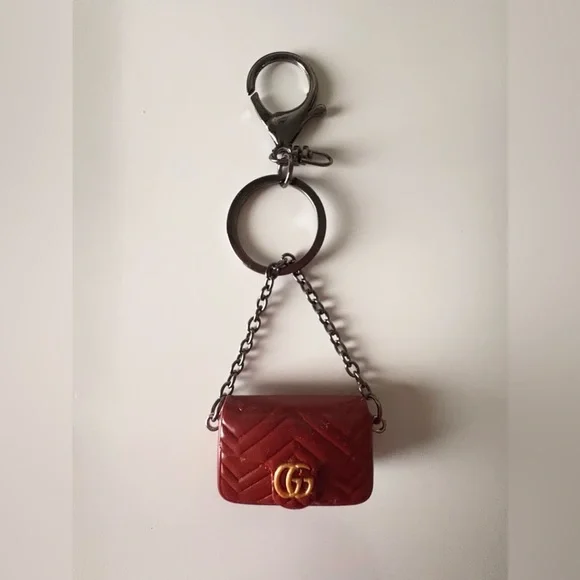 Fashion Mini Bag Keychain/ Bagcharm with Gold Logo - Picture 1 of 3